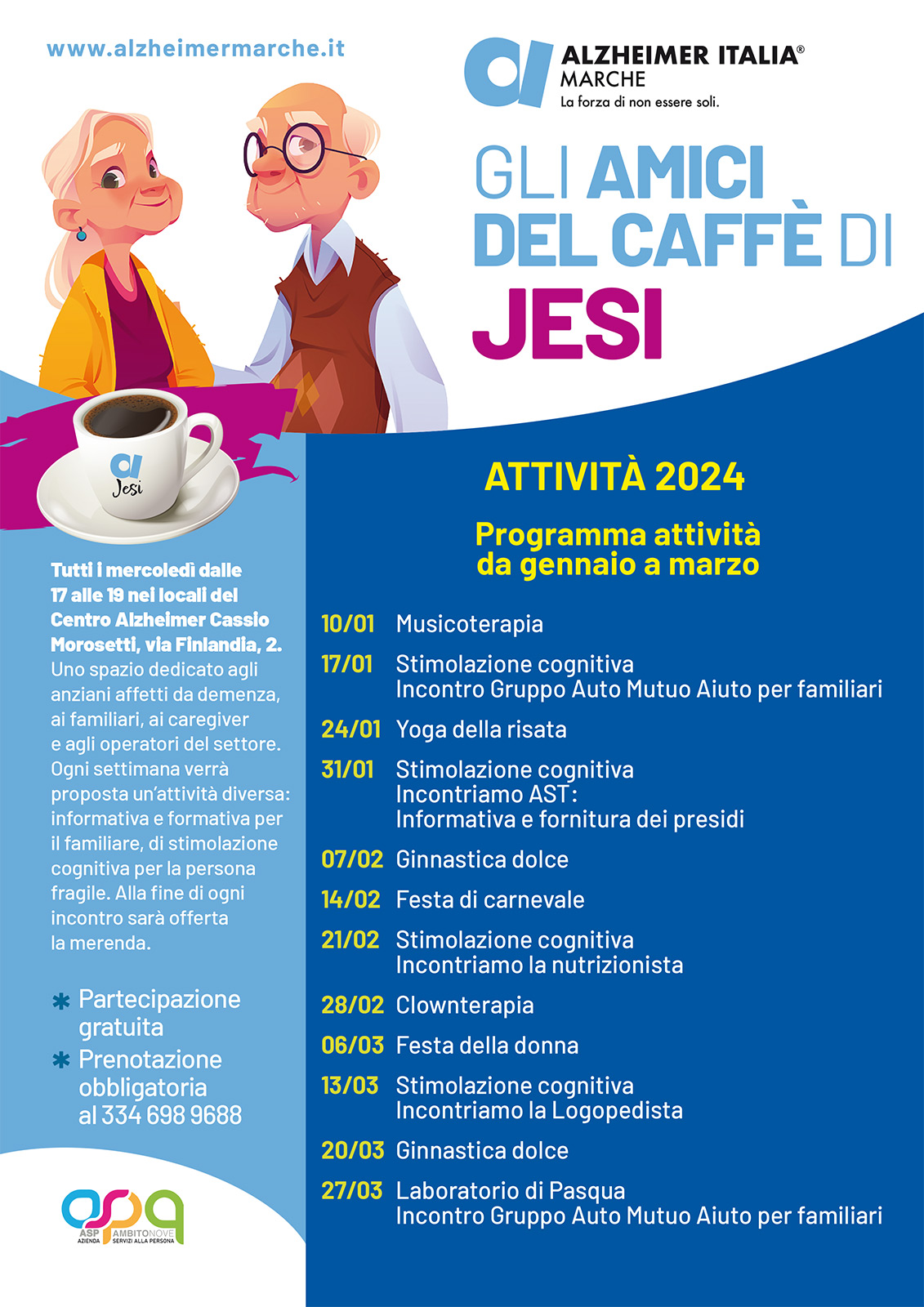 Ass. Alzheimer Marche - Organizzazione di Volontariato (ODV) presente sul  territorio regionale delle Marche